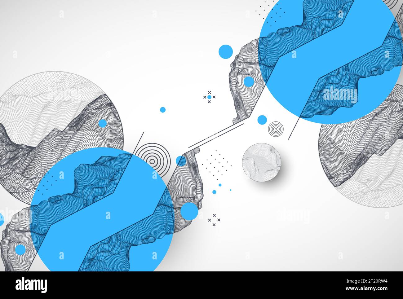 Trendy abstract wireframe background. Modern science or technology art elements. Surface illustration. Vector. Stock Vector