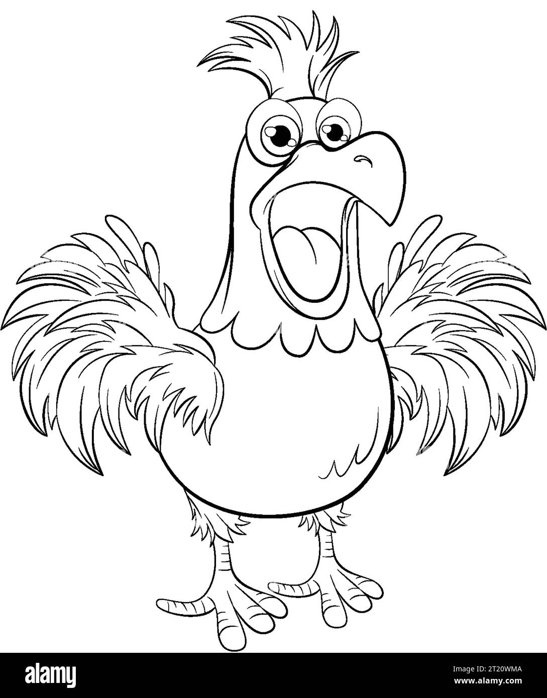 Cartoon illustration of a chicken freaking out, isolated on white