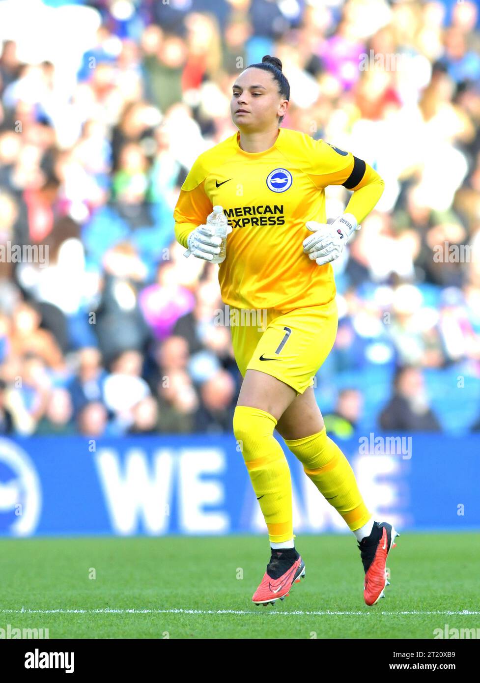 Brighton UK 15th October 2023 -  Nicky Evrard of Brighton during the Barclays  Women's Super League football match between Brighton & Hove Albion and Tottenham Hotspur at The American Express Stadium (Editorial Use Only) : Credit Simon Dack /TPI/ Alamy Live News Stock Photo