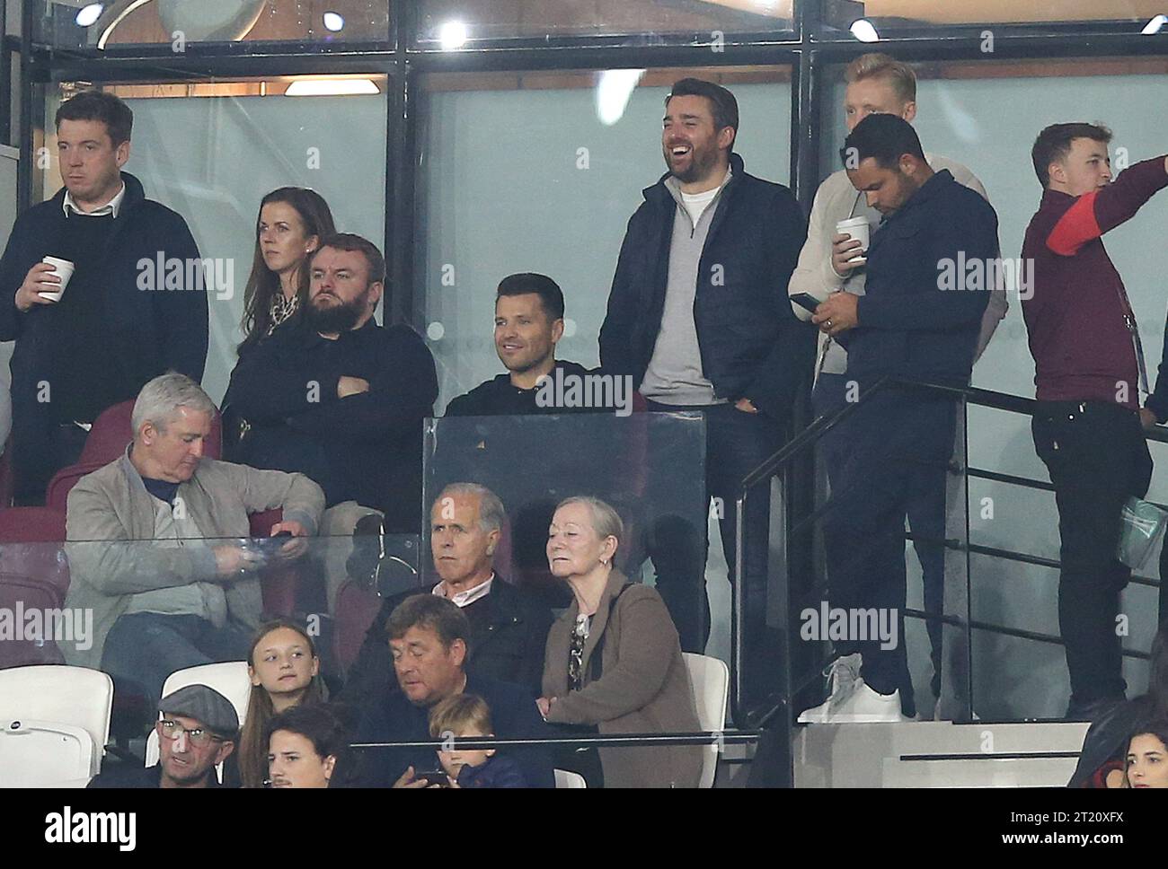 Mark Wright from The Only Way Is Essex and husband to Michelle Keegan watches on.  - West Ham United v Silkeborg, UEFA Europa Conference League, Group B, The London Stadium, London, UK - 27th October 2022 Editorial Use Only - DataCo restrictions apply Stock Photo