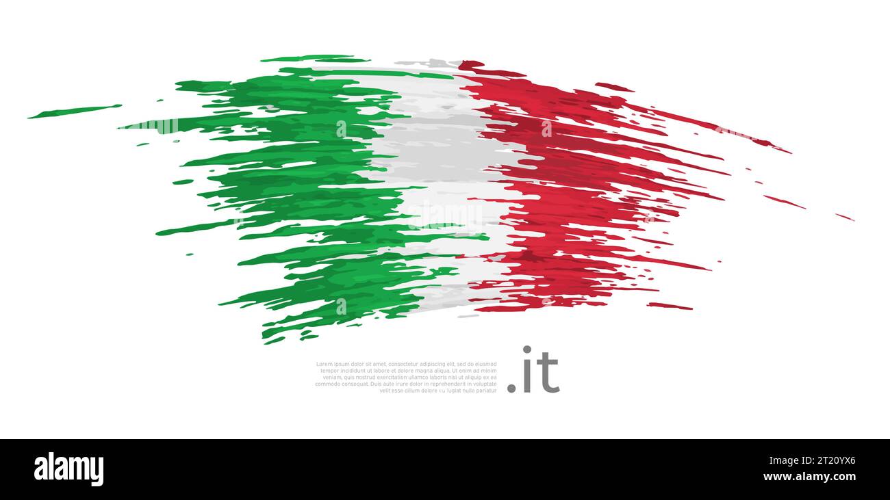 Italy flag. Brush strokes, grunge. Brush painted italian flag on a light background. Vector design, template national poster with place for text Stock Vector