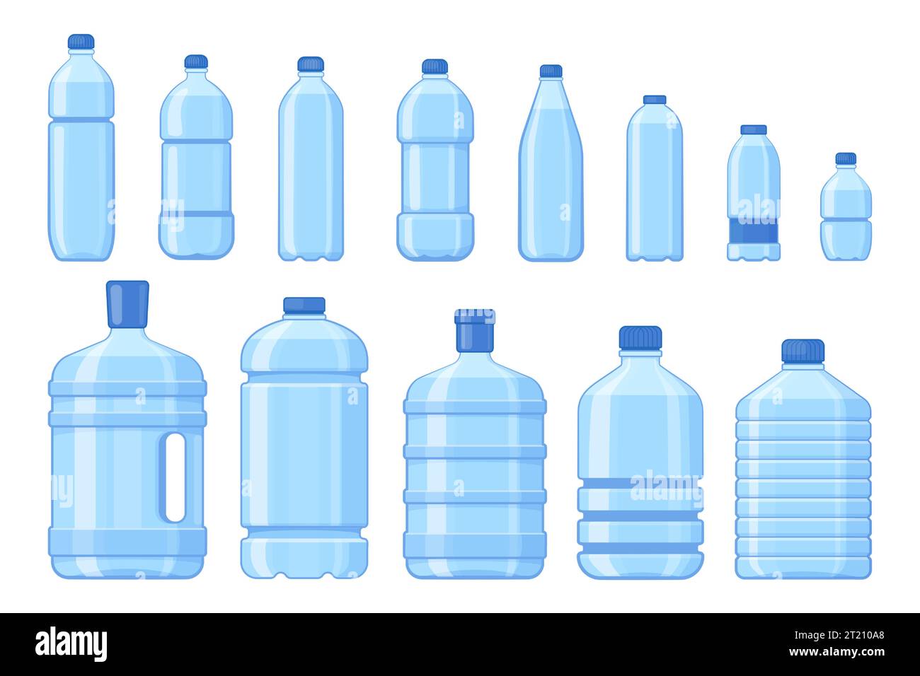 Water plastic bottles. Cartoon empty plastic water bottles, fizzy