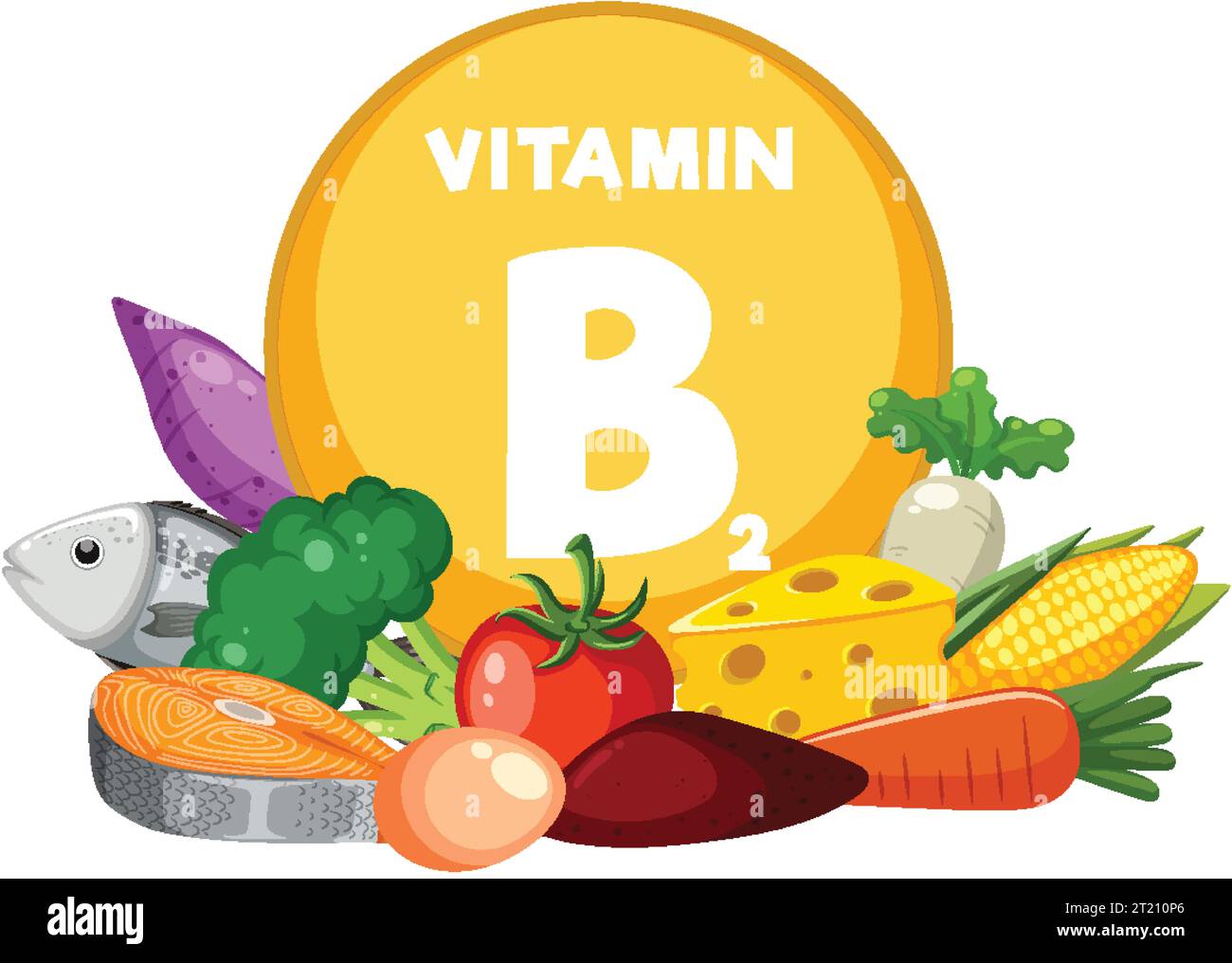 Colorful cartoon illustration of a variety of fruits and vegetables