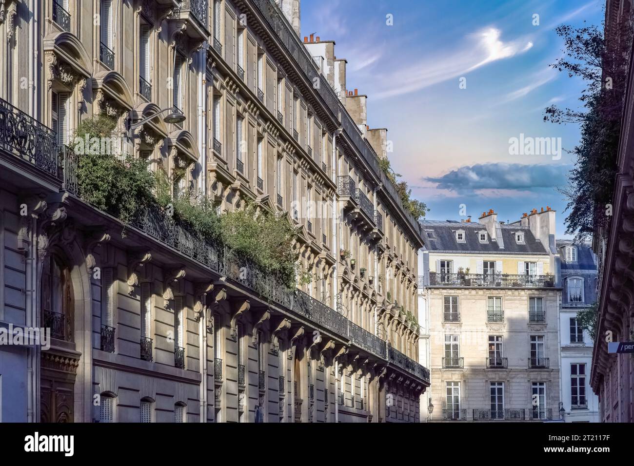 Paris, a typical street in the 7e arrondissement Stock Photo