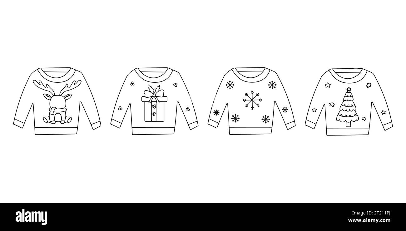 sweaters christmas vector style heat elements set Stock Vector