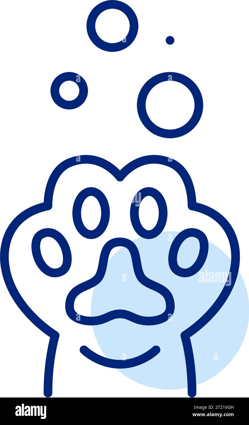 Cat holding paw up and bath soap bubbles. Pet spa. Pixel perfect icon