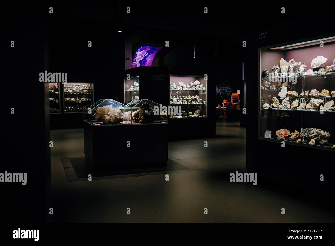 October 2023 - Prague, Czechia. Dinosauria museum, exhibition of crystals, rocks Stock Photo