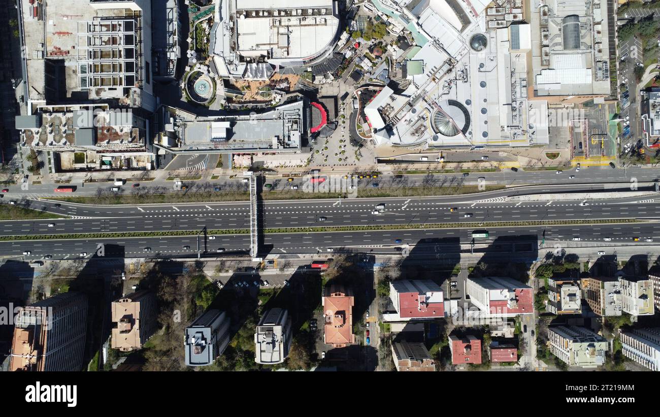 Aerials of Mall Parque Arauco in Las Condes, Santiago, Chile Stock