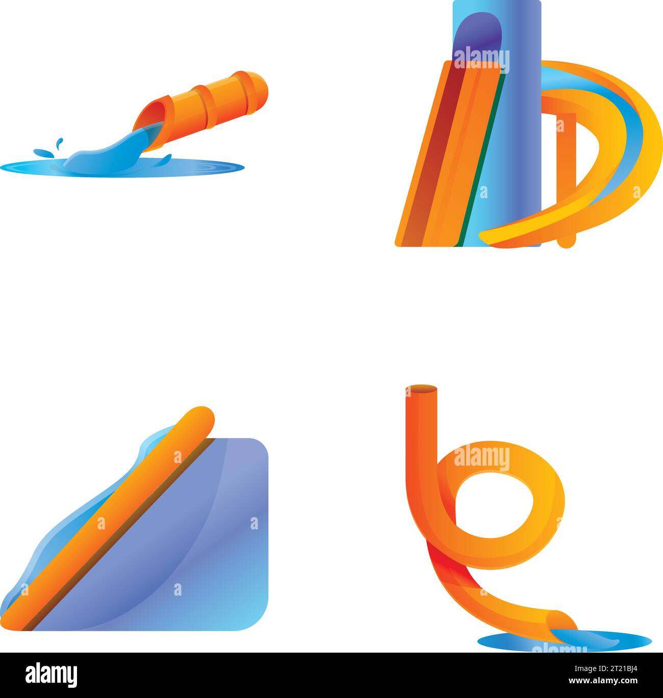 Water slide icons set cartoon vector. Various water slide. Aquapark