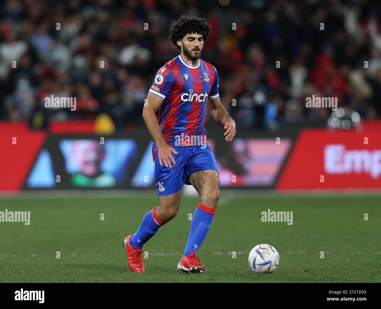 Cardo Siddik of Crystal Palace on the ball during the match between Crystal Palace v Manchester United at the MCG on 19th July 2022. - Manchester United v Melbourne Victory, MCG Stadium, Melbourne. - 19th July 2022. Editorial Use Only Stock Photo