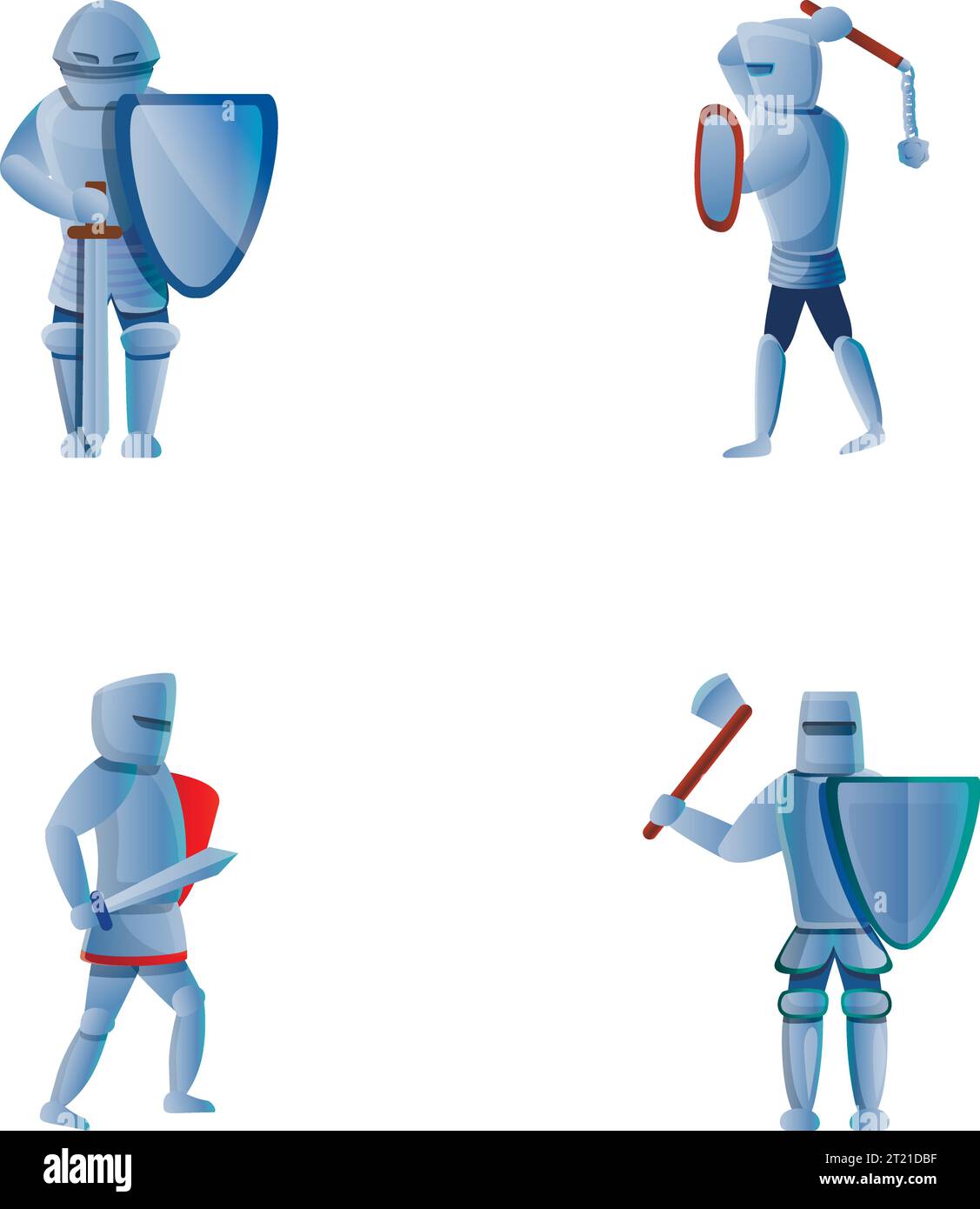 Medieval knight icons set cartoon vector. Medieval hero in armor. Historical character, warrior Stock Vector