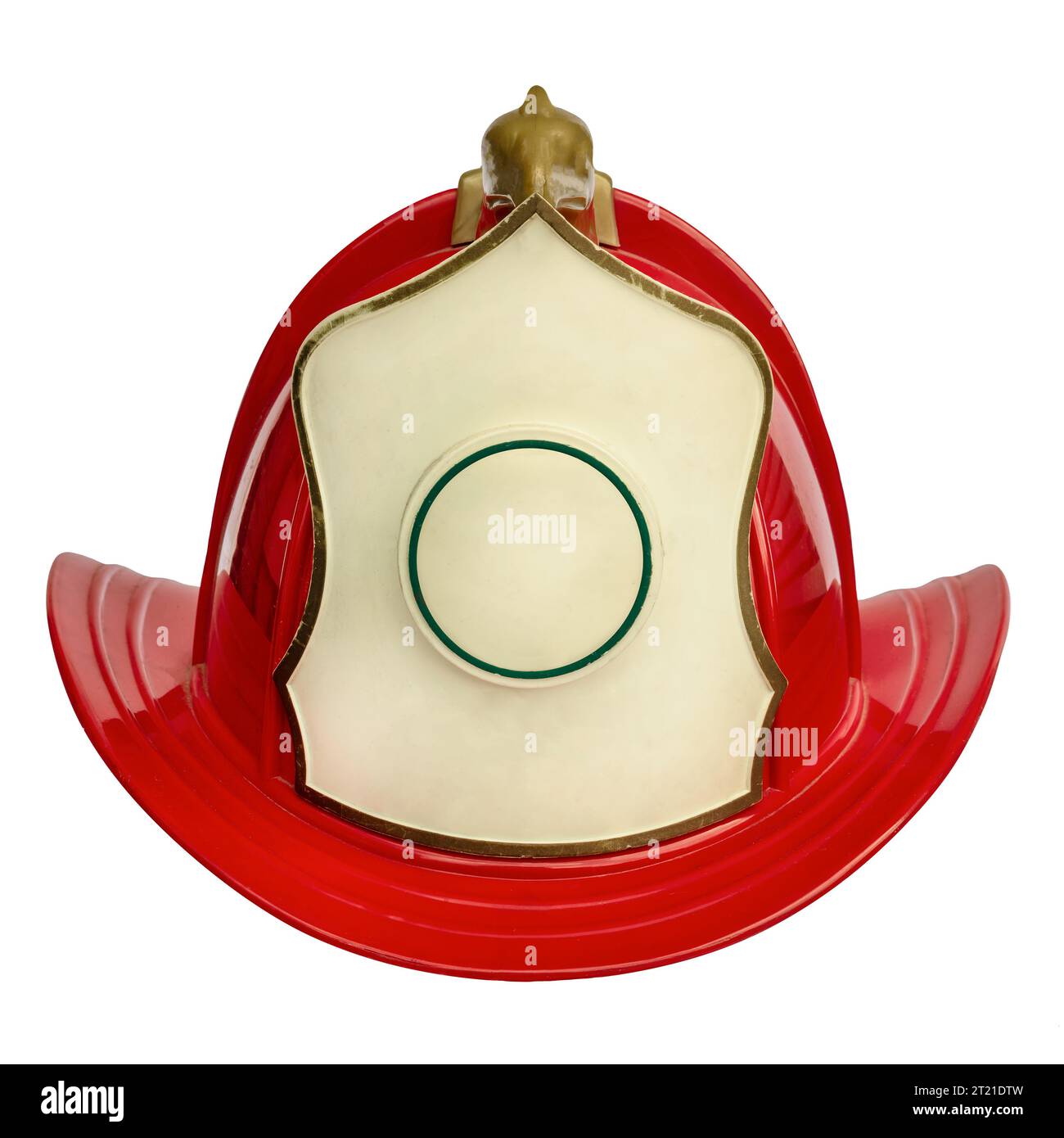 Vintage toy fire brigade helmet isolated on a white background Stock Photo