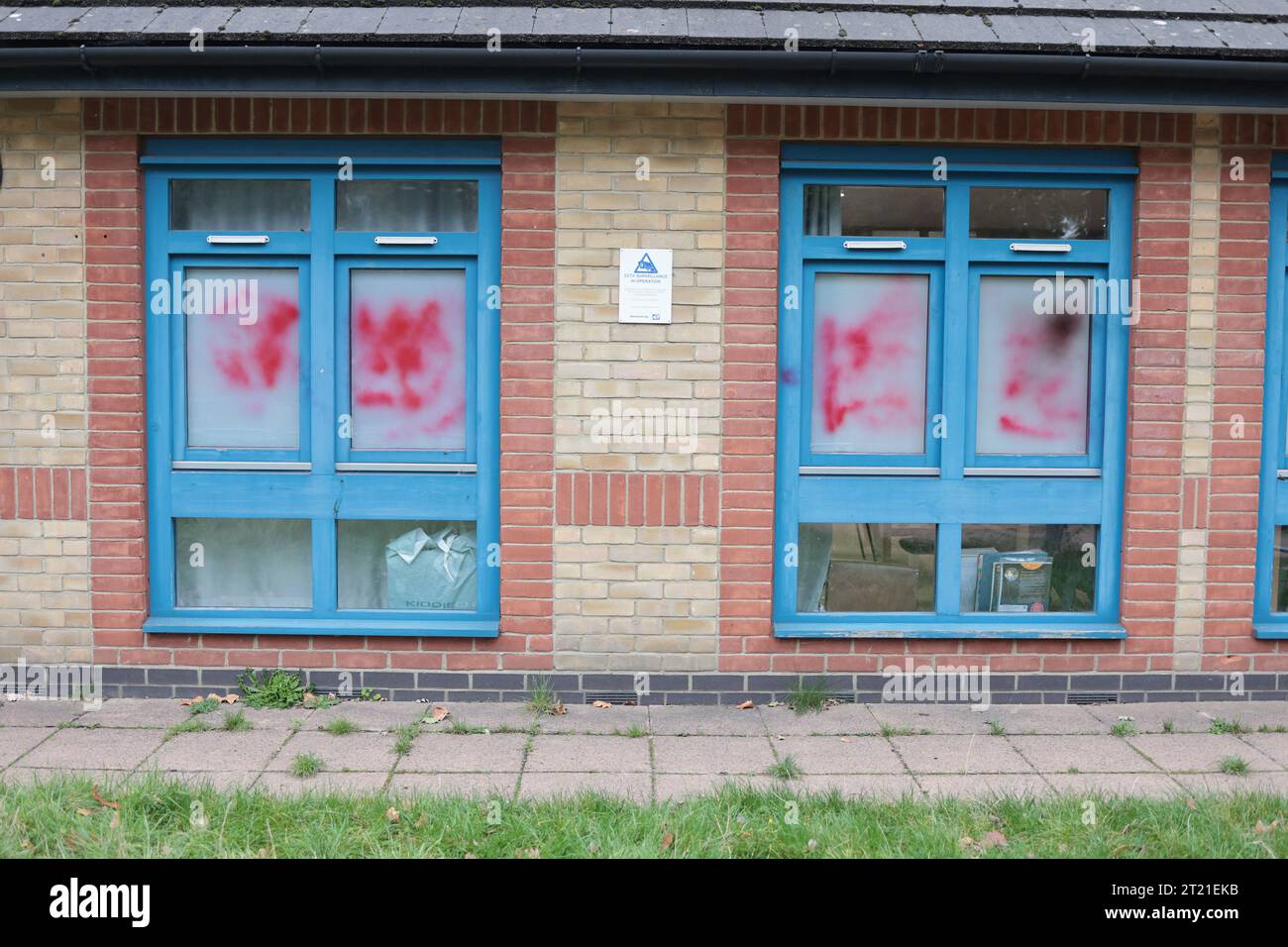 London, UK. 16th Oct, 2023. Red paint sprayed over An Orthodox Jewish girls School in Stamford Hill in North London. Israel has declared war against the terrorist organisation Hamas, after Hamas militants invaded Israel in a brutal attack on civilians, killing over 1000 people. Photo credit: Ben Cawthra/Sipa USA Credit: Sipa USA/Alamy Live News Stock Photo