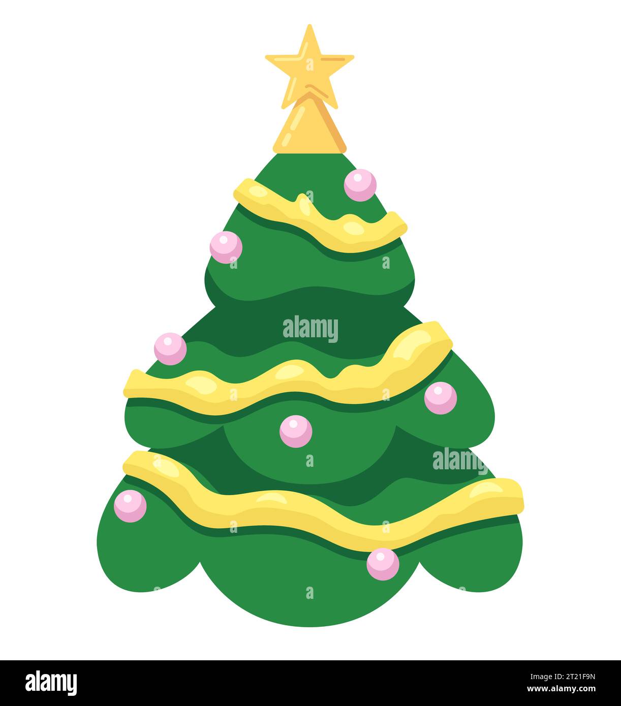 Star Christmas tree decorated tinsel 2D cartoon object Stock Vector