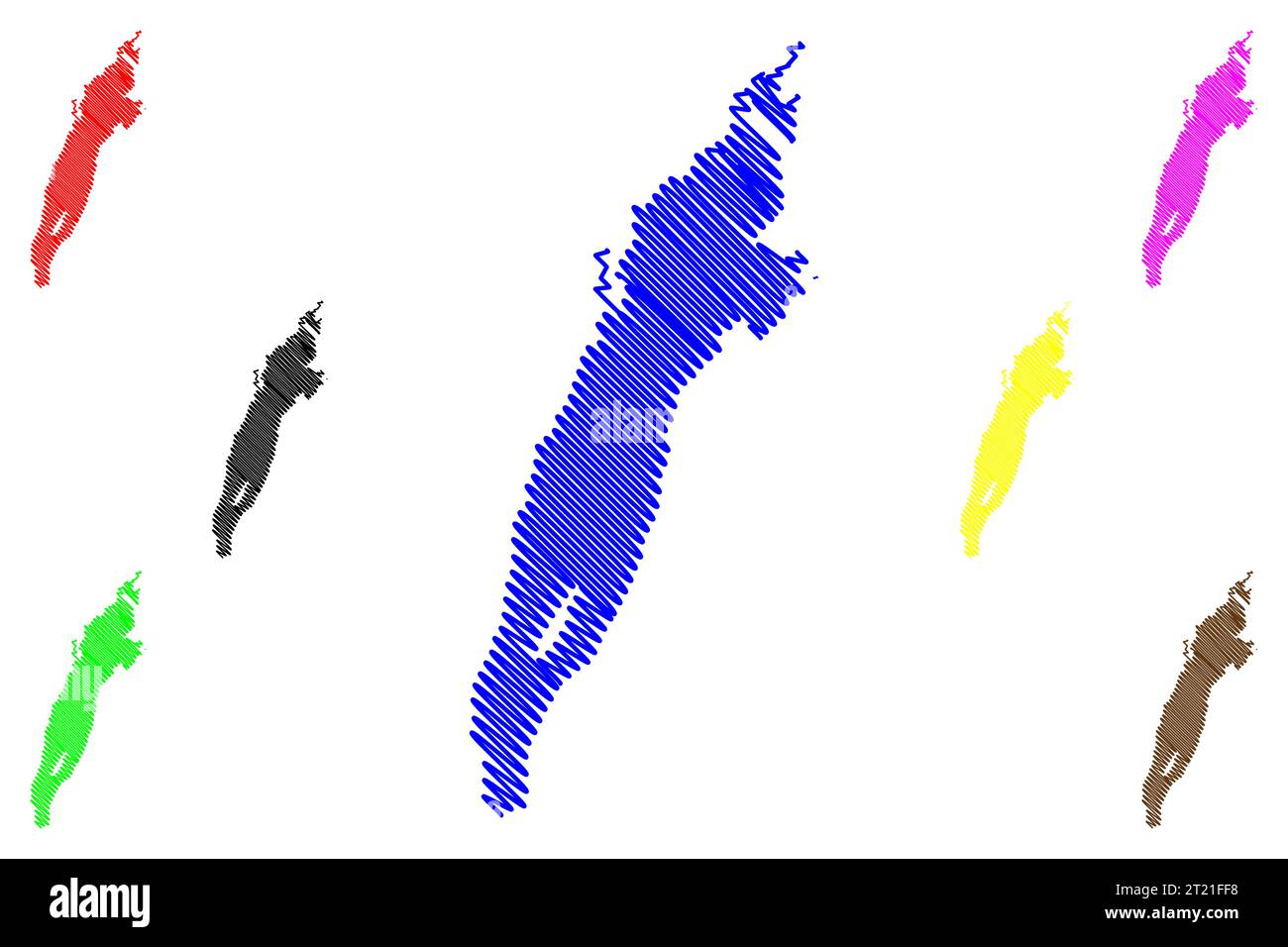 Lake Vattern (Kingdom of Sweden) map vector illustration, scribble ...