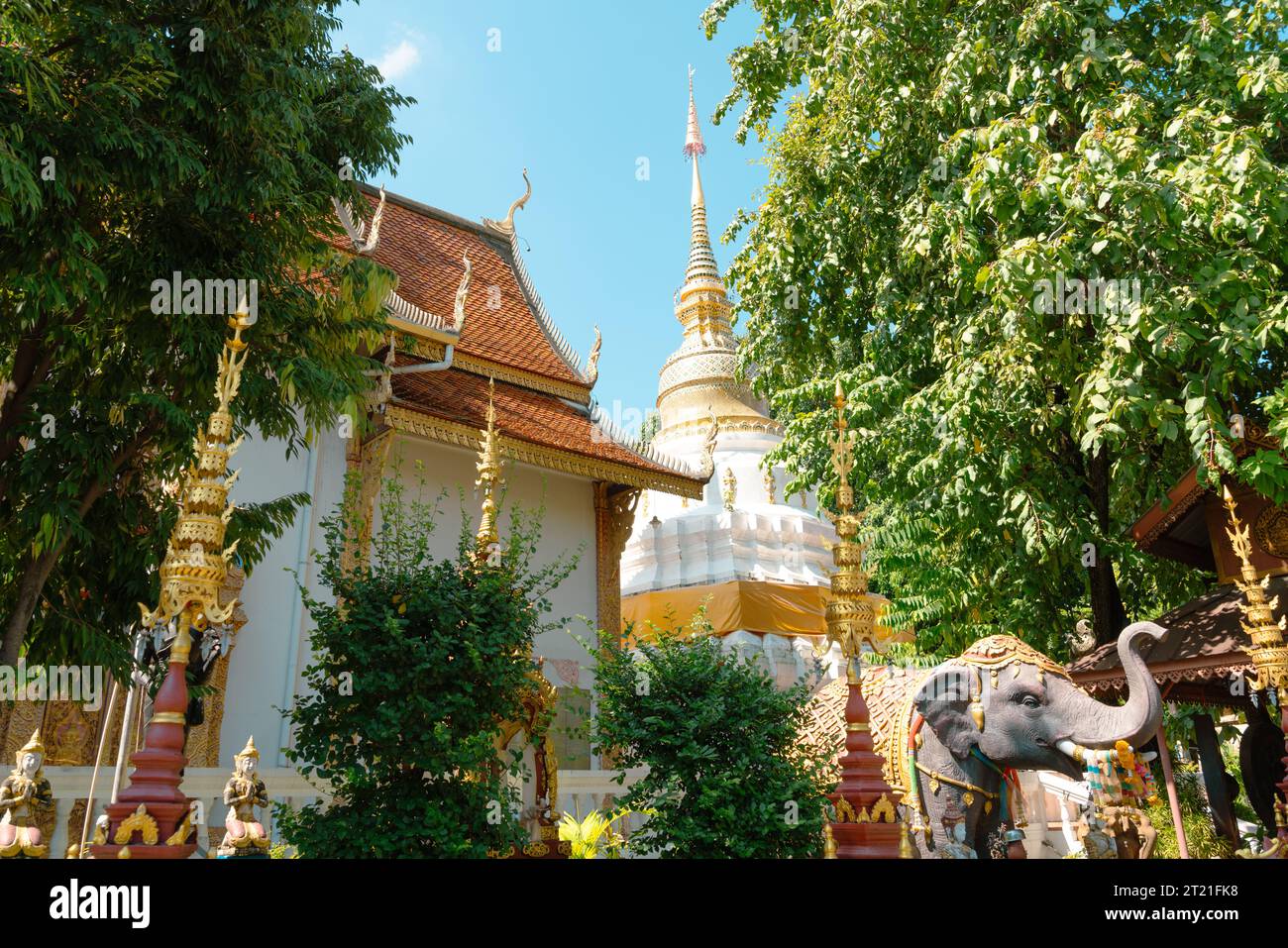 Chiang Mai old city temple in Thailand Stock Photo