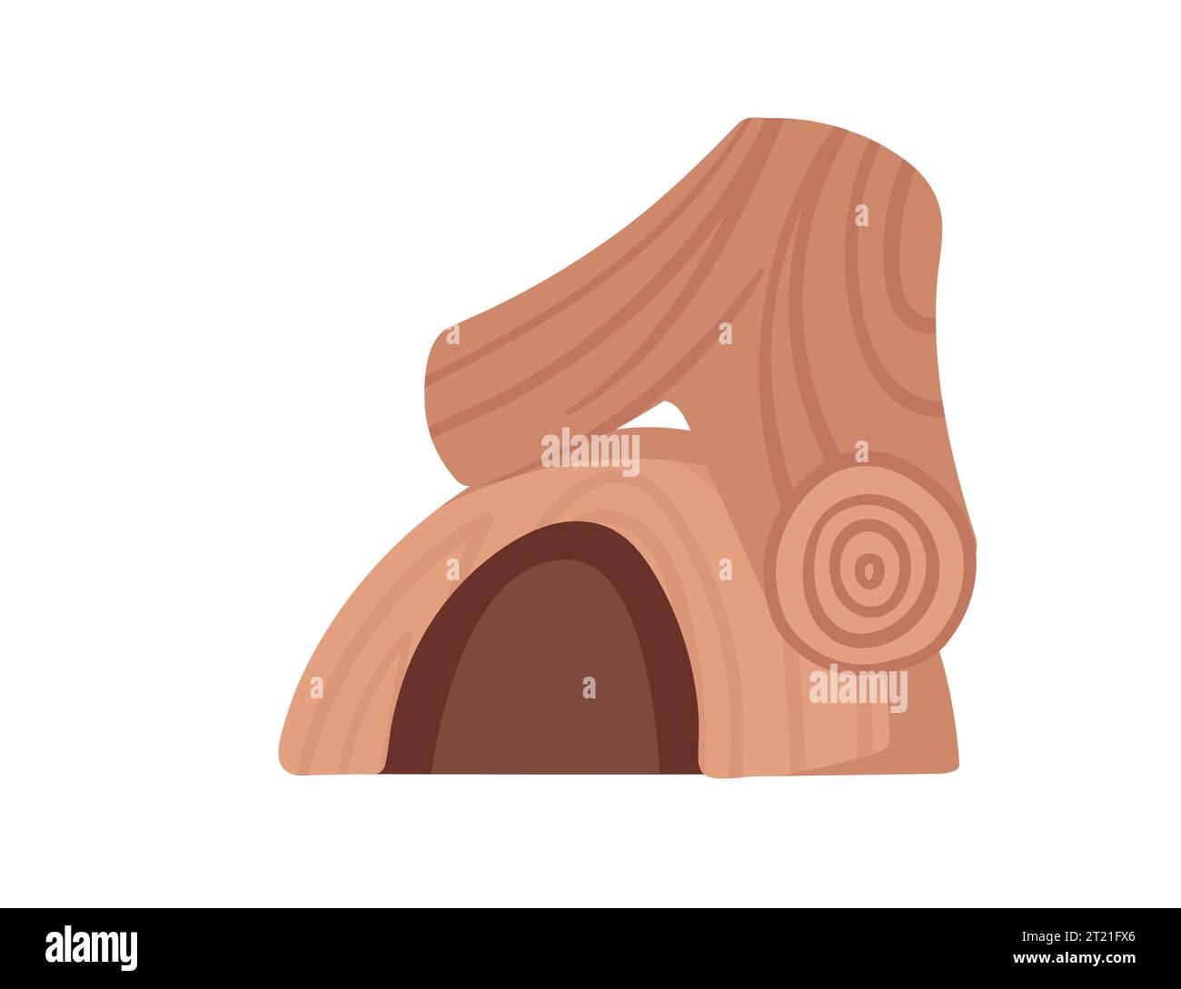 Wooden house for aquarium fishes, underwater decoration vector ...