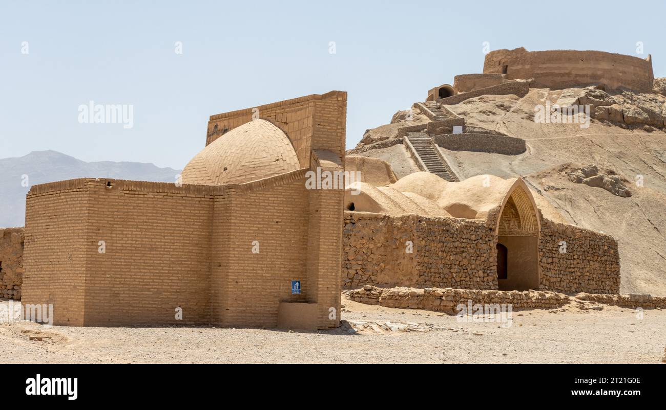 Zoroastrians Towers of Silence. Dakhmeh zartoshtian, Yazd Province / Iran Stock Photo