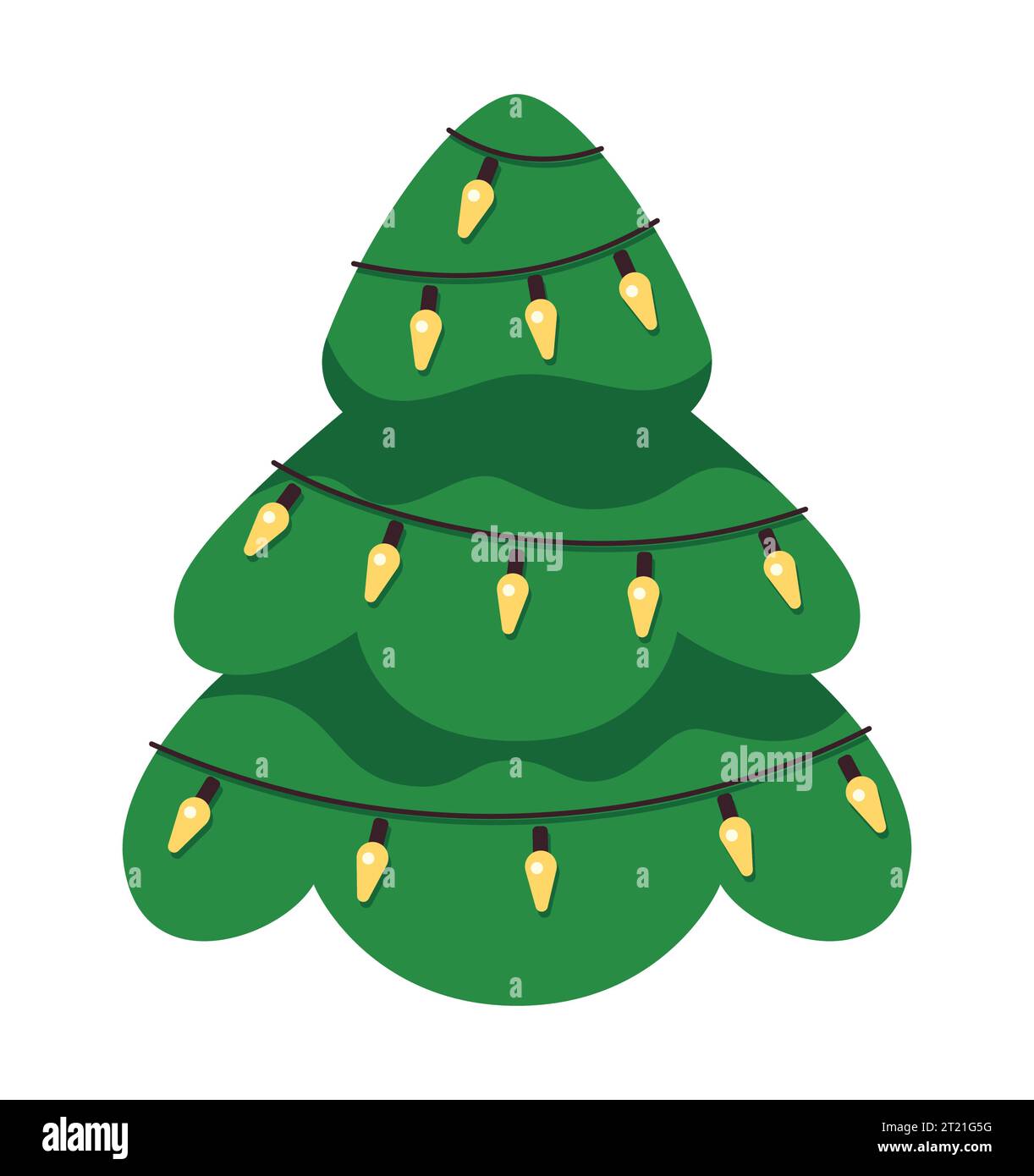 Christmas tree string lights 2D cartoon object Stock Vector Image & Art ...