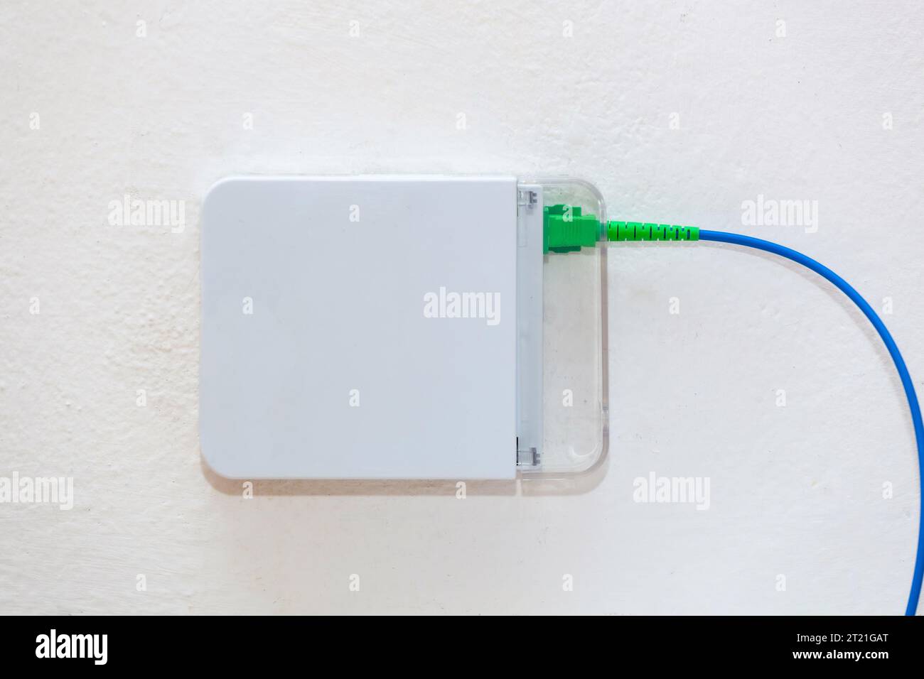 Optical socket for internet browsing with FTTH fiber. Stock Photo