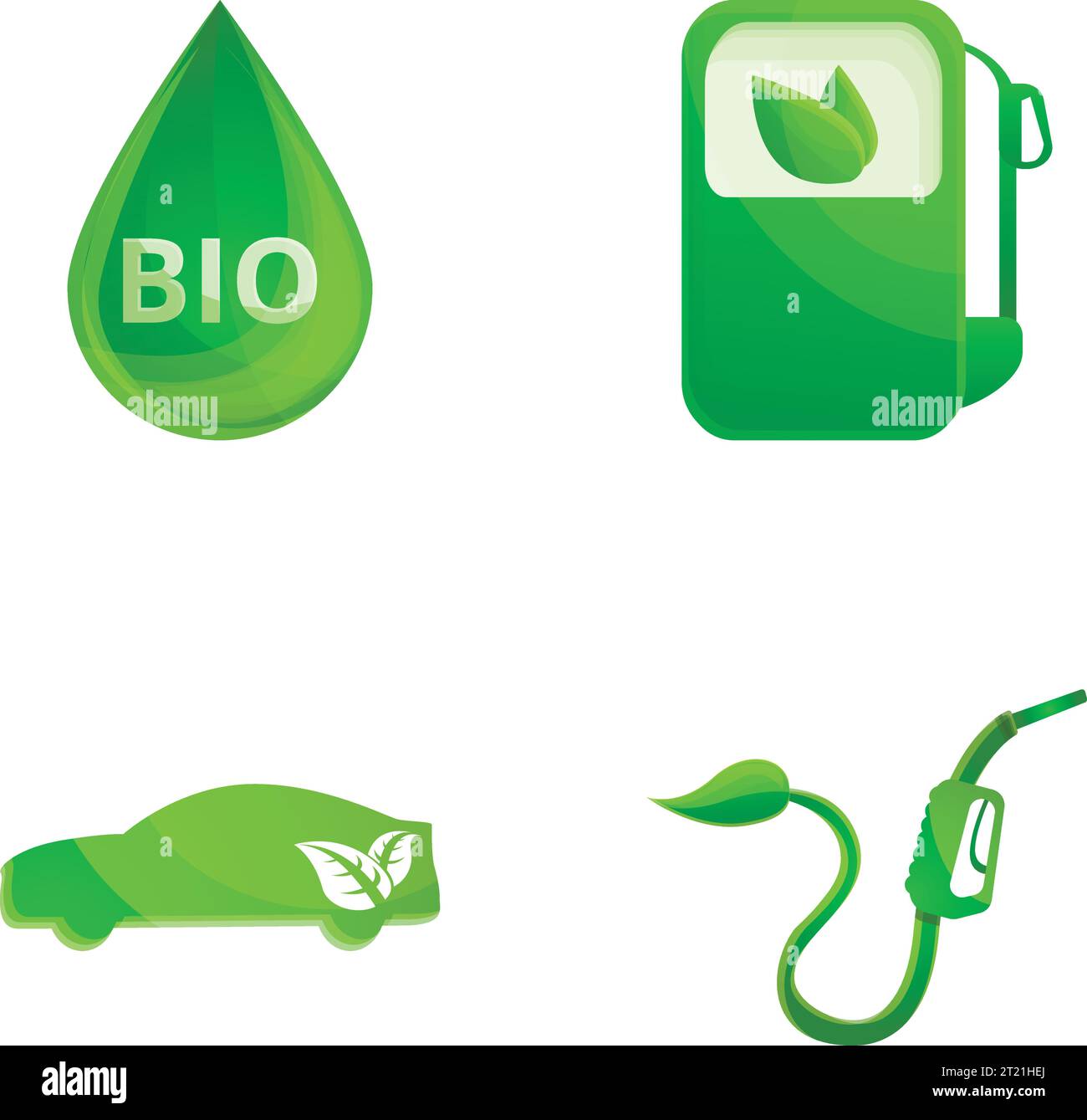 Bio fuel icons set cartoon vector. Alternative energy source. Eco