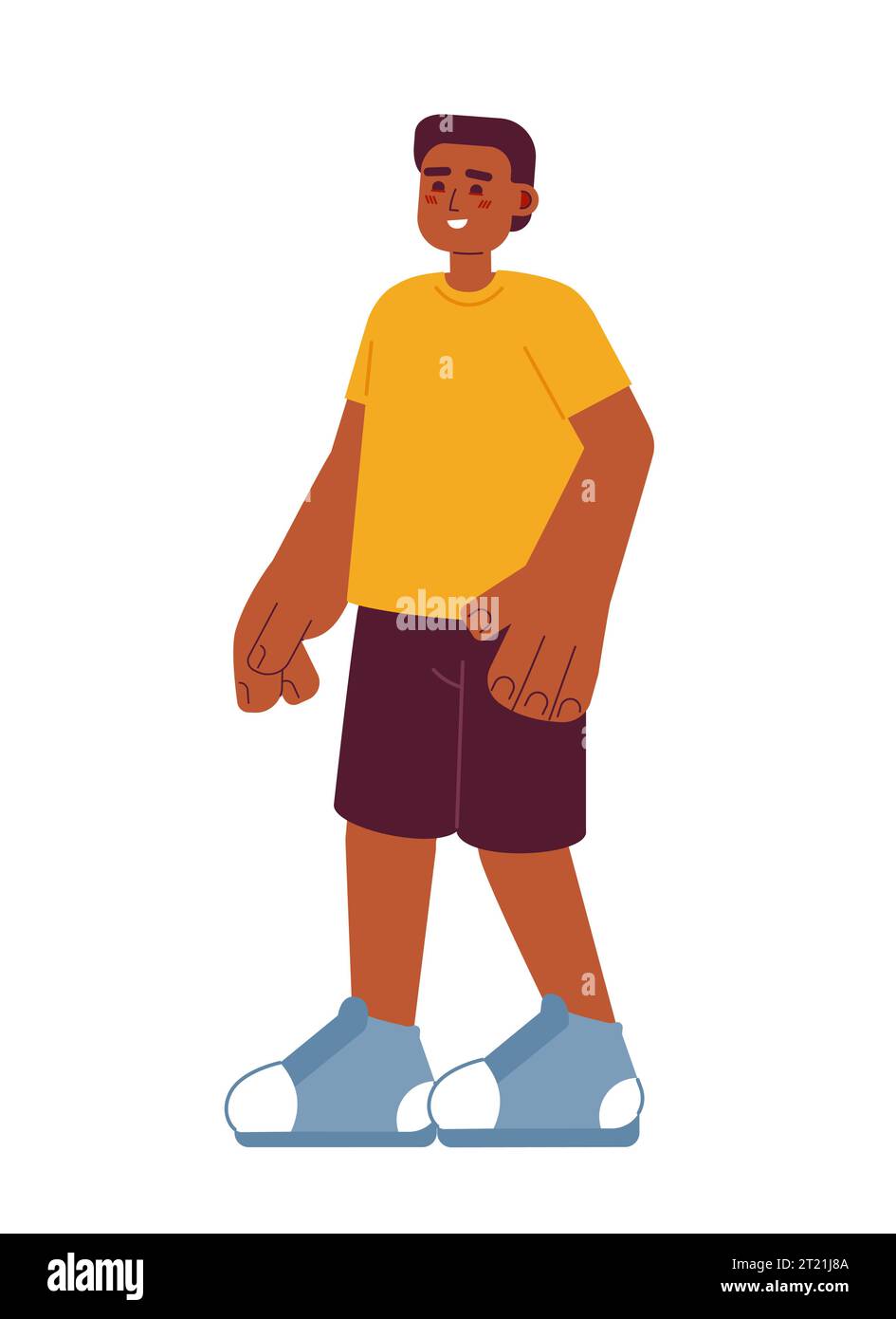 Positive african american boy semi flat color vector character Stock ...