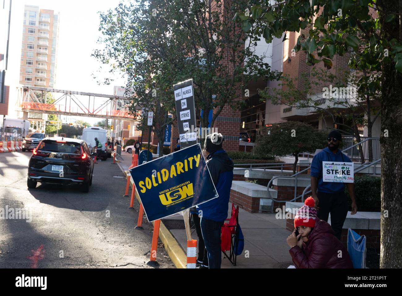 New Brunswick, New Jersey, USA. 16th Oct, 2023. Nurses from the local