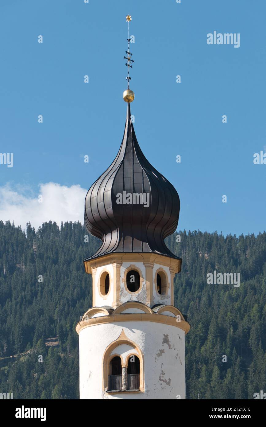 An aerial view of the San Candido Church located in South Tyrol, Italy Stock Photo