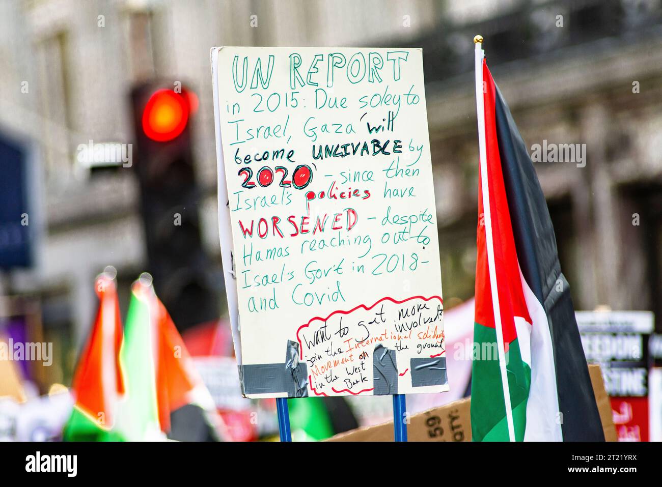People take part in a demonstration in support of Palestine on October 14, 2023 in London, England Stock Photo