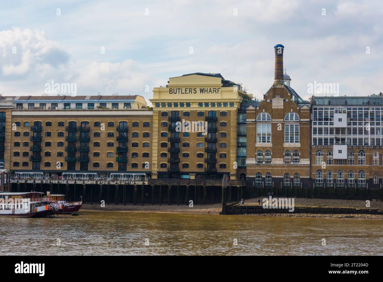 Buildings on the waterfront, Butlers Wharf, Thames River, Southwark, London Stock Photo