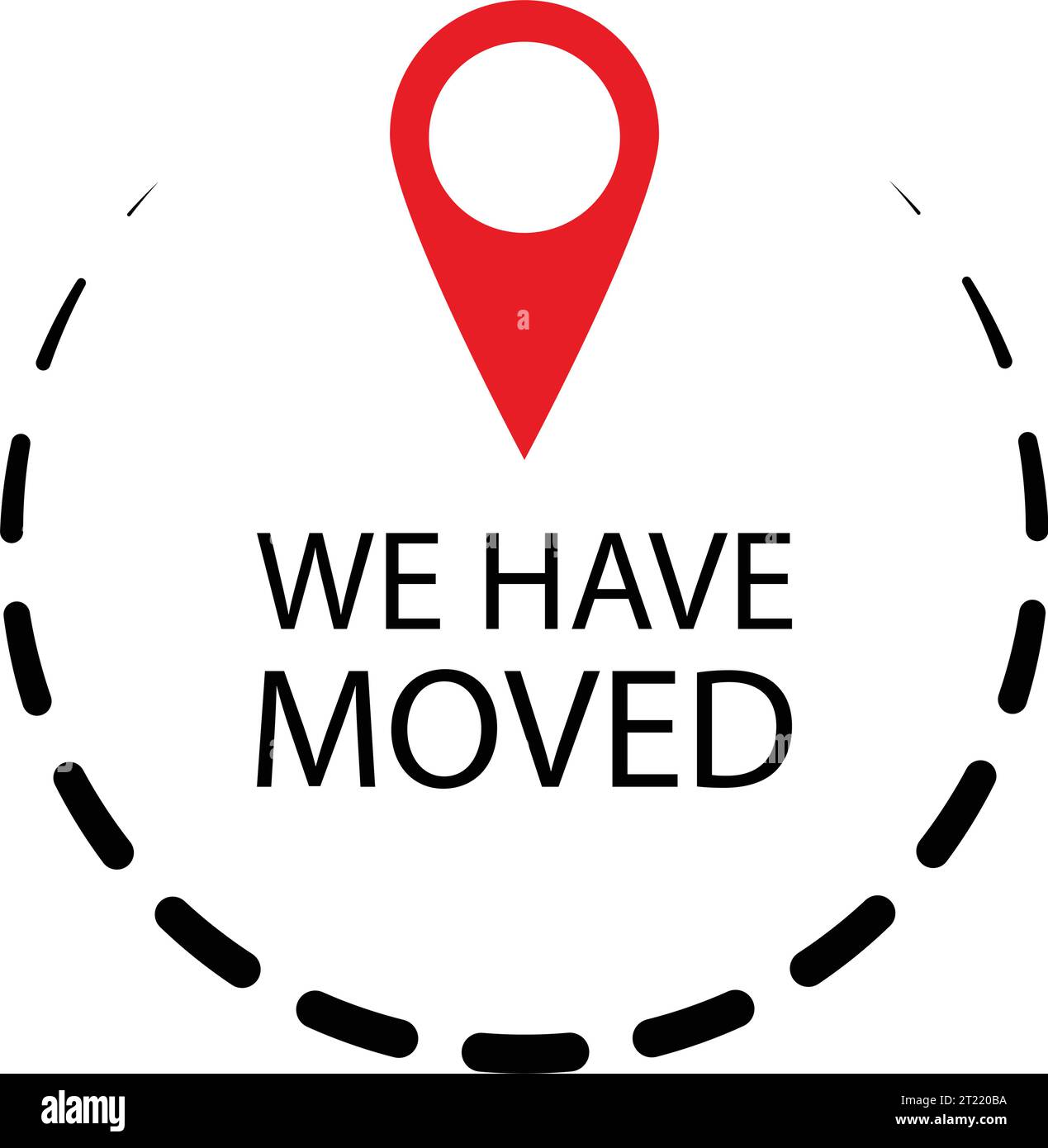 We have moved label or badge, pin location. Vector of announcement new