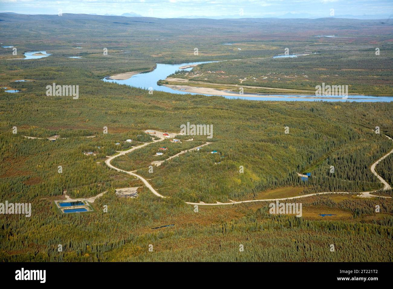 Located near the western border of the Kanuti National Wildlife Refuge, these two villages are found at the confluence of the Alatna and Koyukuk Rivers. Photo taken in August, 2006. Subjects: Kanuti National Wildlife Refuge; KNWR; Recreation; Tourism; Landscapes; Wildlife viewing; Tundra; Rivers and streams; Scenics; Aerial photography photography; Native Villages.  . 1998 - 2011. Stock Photo