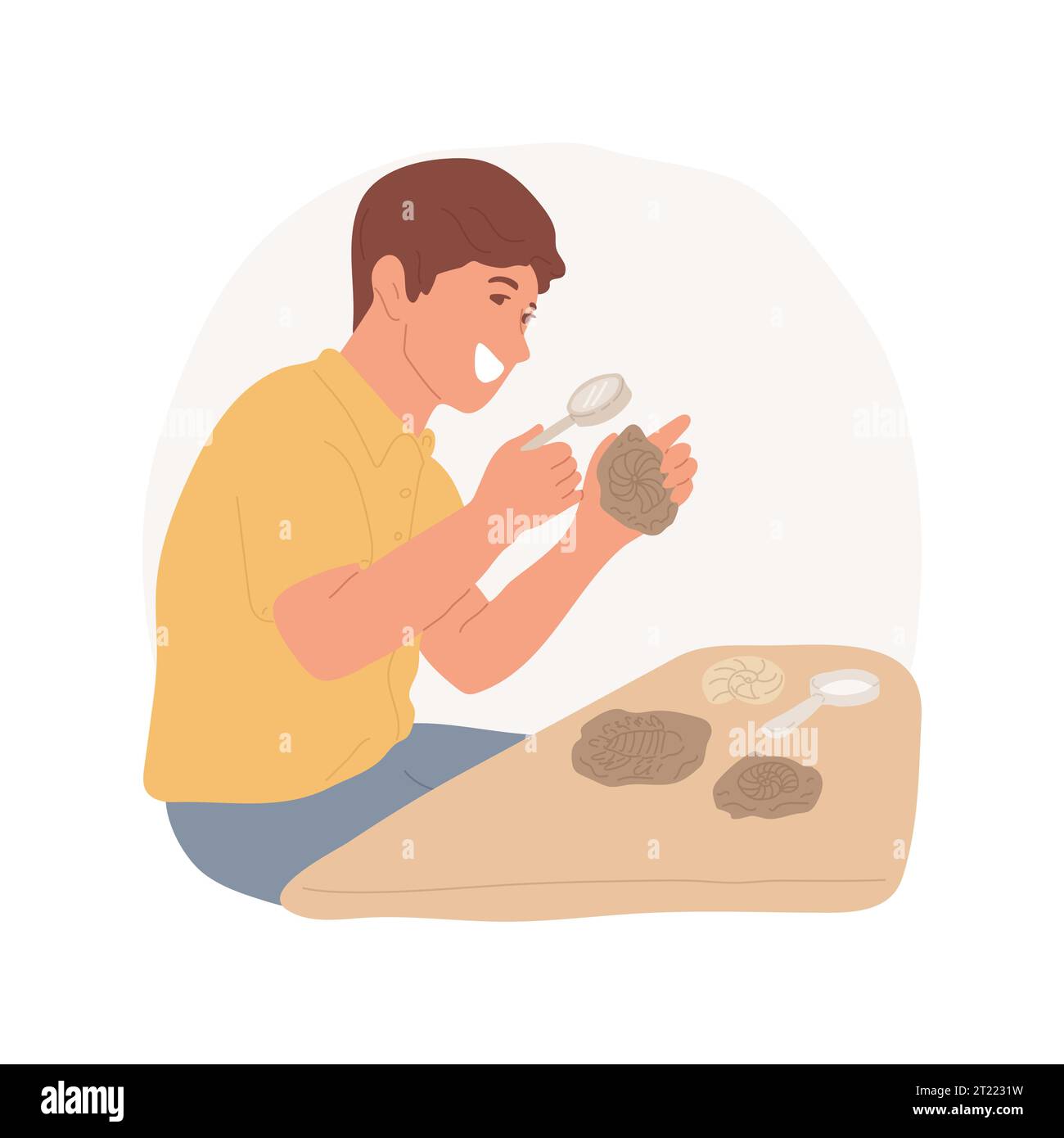 Fossils isolated cartoon vector illustration. Man having fossils