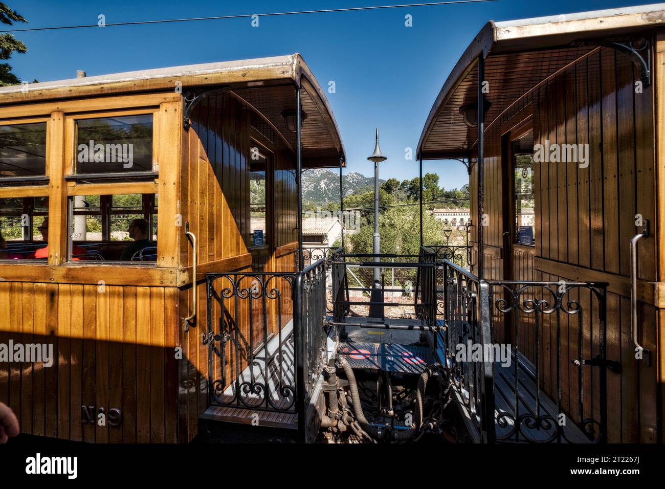Mallorca wooden train, Soller, Spain Stock Photo