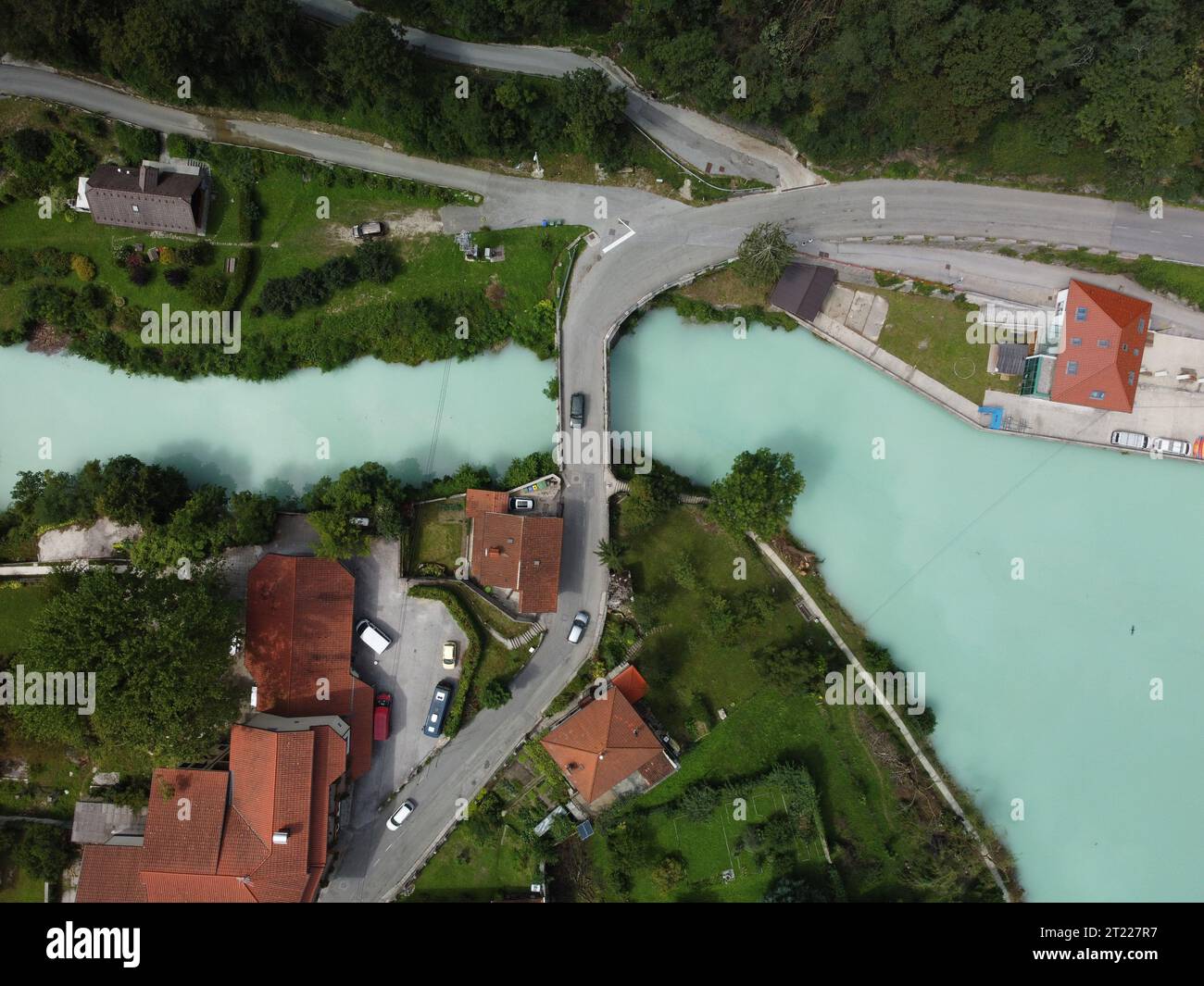 Most na Soči, Slovenia - drone footage Stock Photo - Alamy