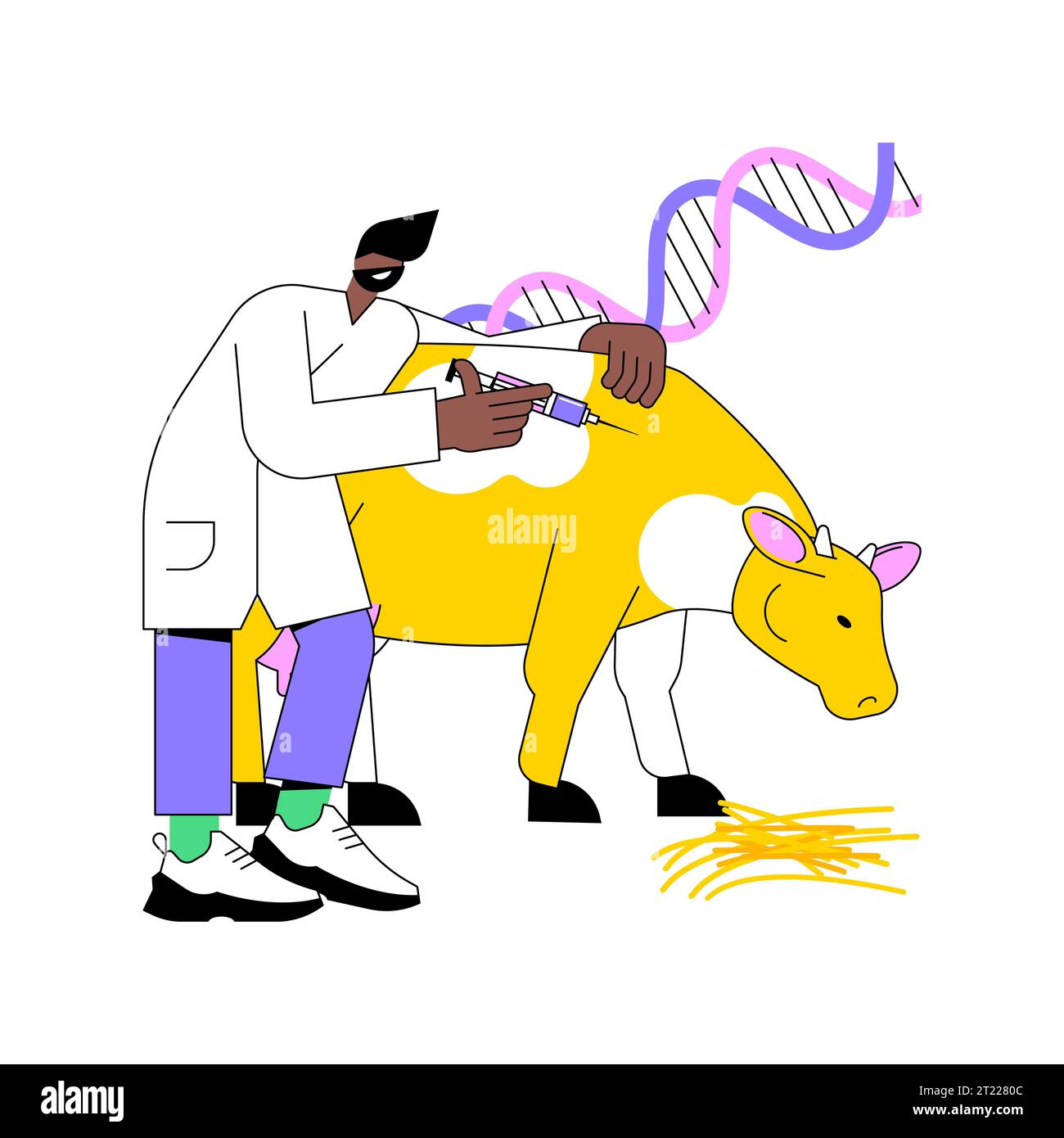 Cattle hormones isolated cartoon vector illustrations. Farmer injects ...