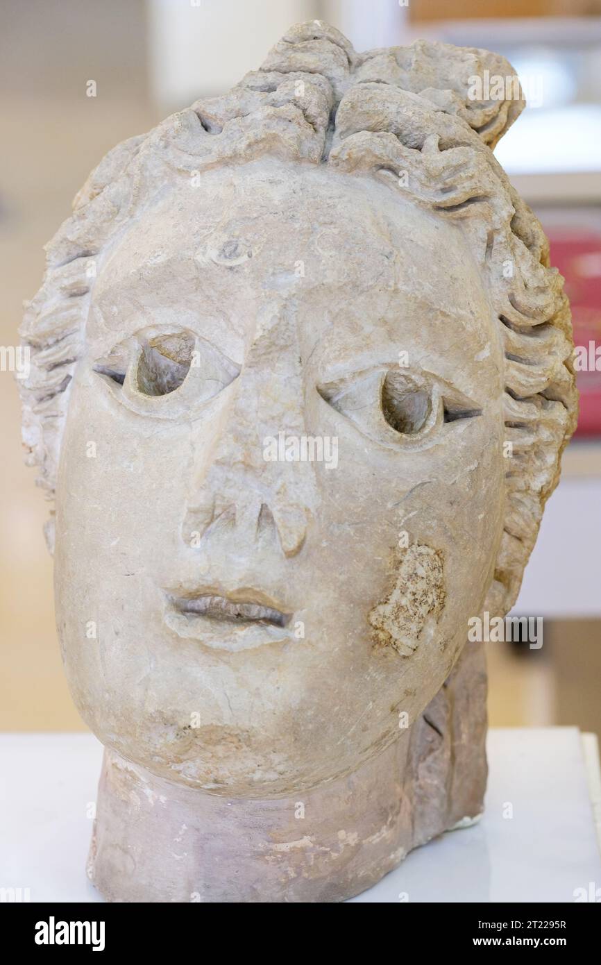 Amman Jordan an ancient Roman water nymph stone figure on display at the Citadel Museum in August 2023 Stock Photo