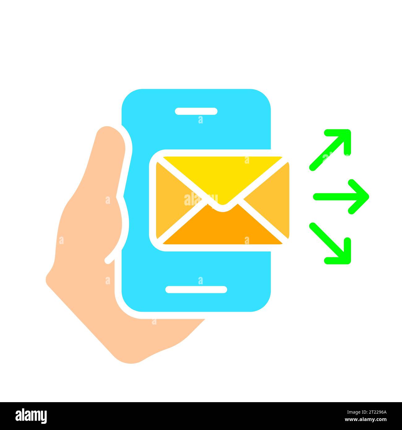 Smartphone with sending message line icon. Gadget, multimedia