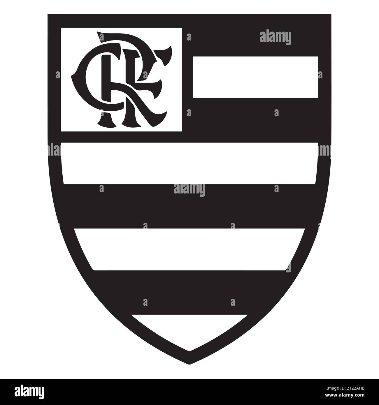 Flamengo FC Black and White Logo Brazilian professional football league system, Vector Illustration Abstract Black and White Editable image Stock Vector