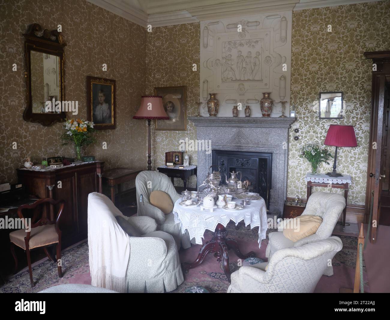 Magnificently decorated interior of Lanhydrock Victorian manor house in