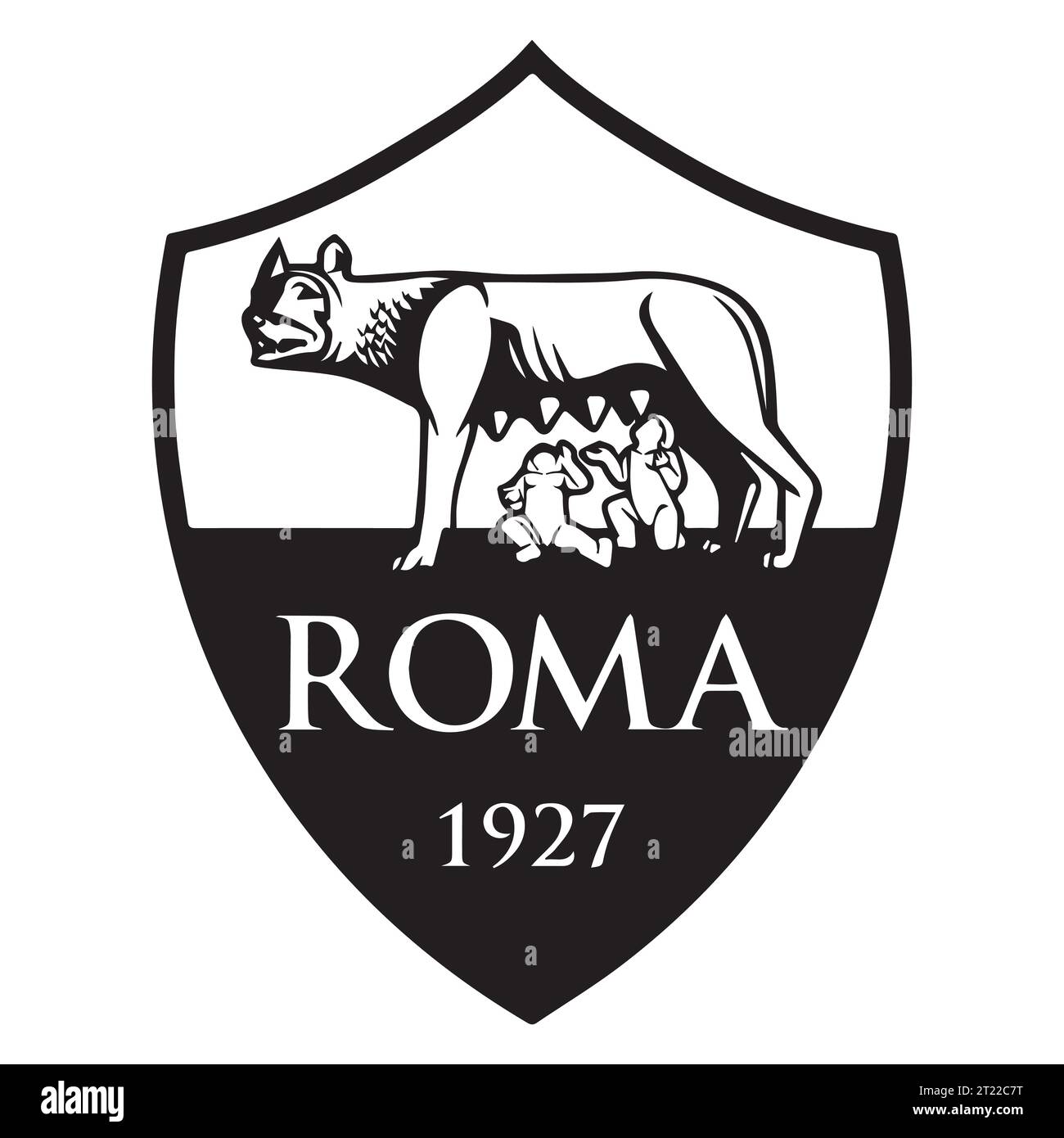 AS Roma Black and White Logo Italian professional football club, Vector ...