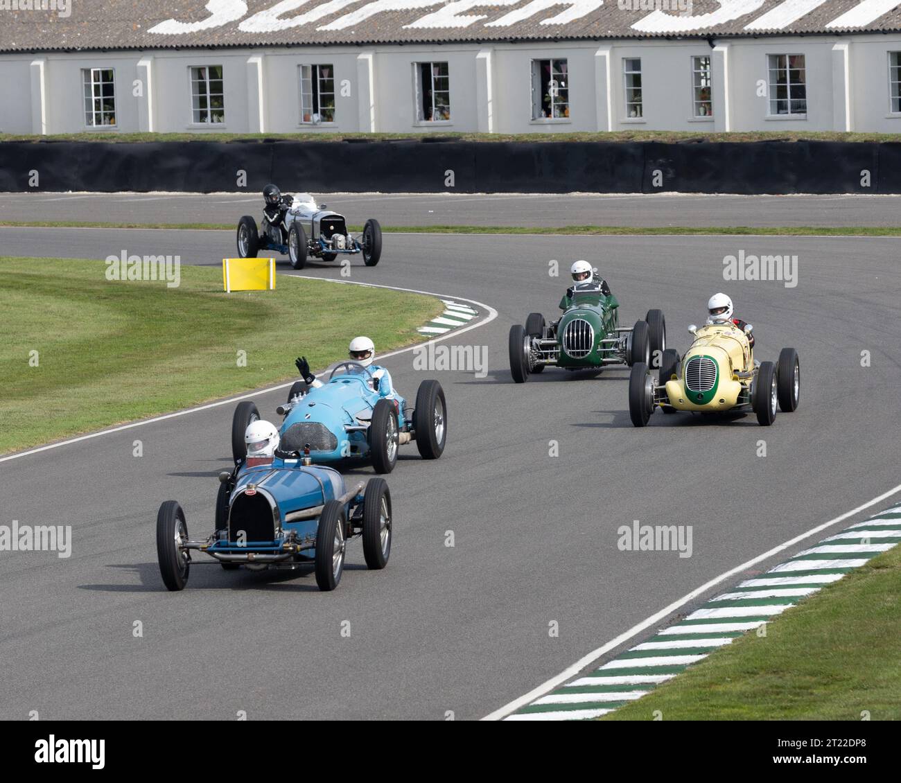 Five historic racing cars compete at the 1923 Goodwood Revival Stock Photo