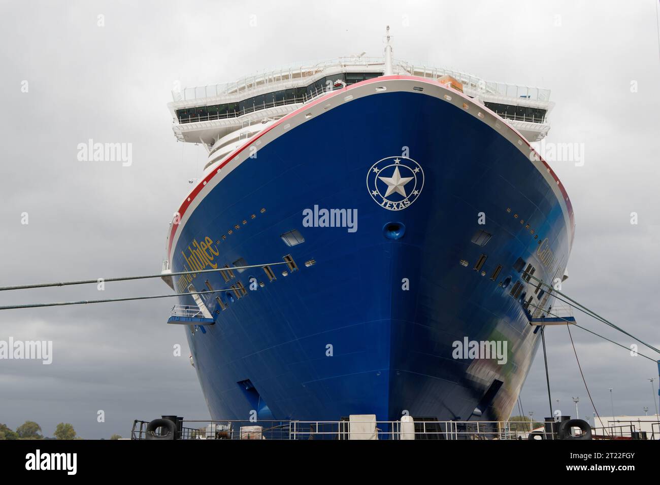 The new cruise ship Carnival Jubilee lies in front of the Meyer shipyard in Papenburg on October 7, 2023. Stock Photo