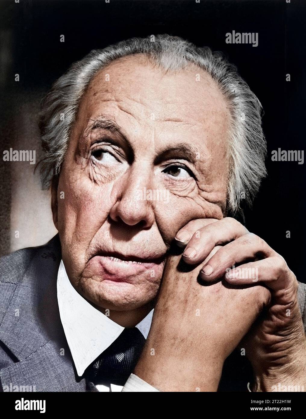 Frank Lloyd Wright (18671959), American architect, designer, writer, and educator, head and