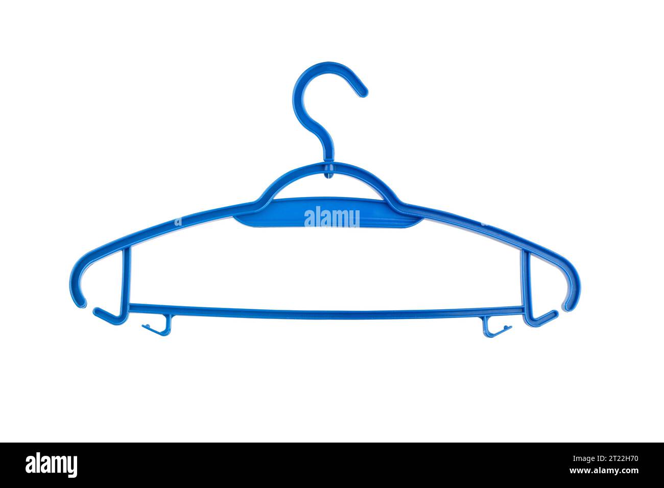 Blue plastic hanger isolated on white background. With clipping path Stock Photo