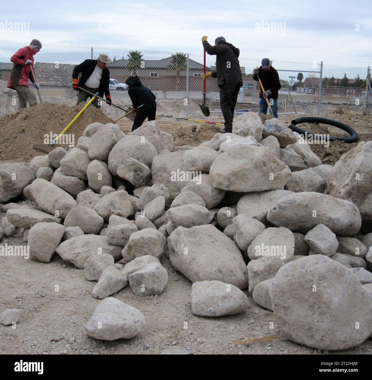 View of site of construction for artificial owl burrows in an urban