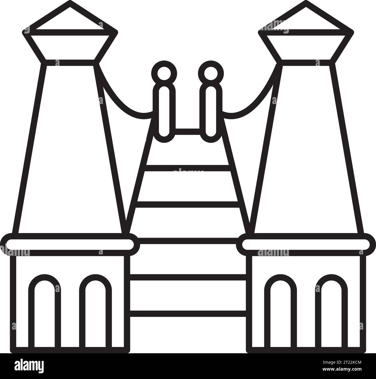 Simple black outline drawing of the SANTA FE SUSPENSION BRIDGE