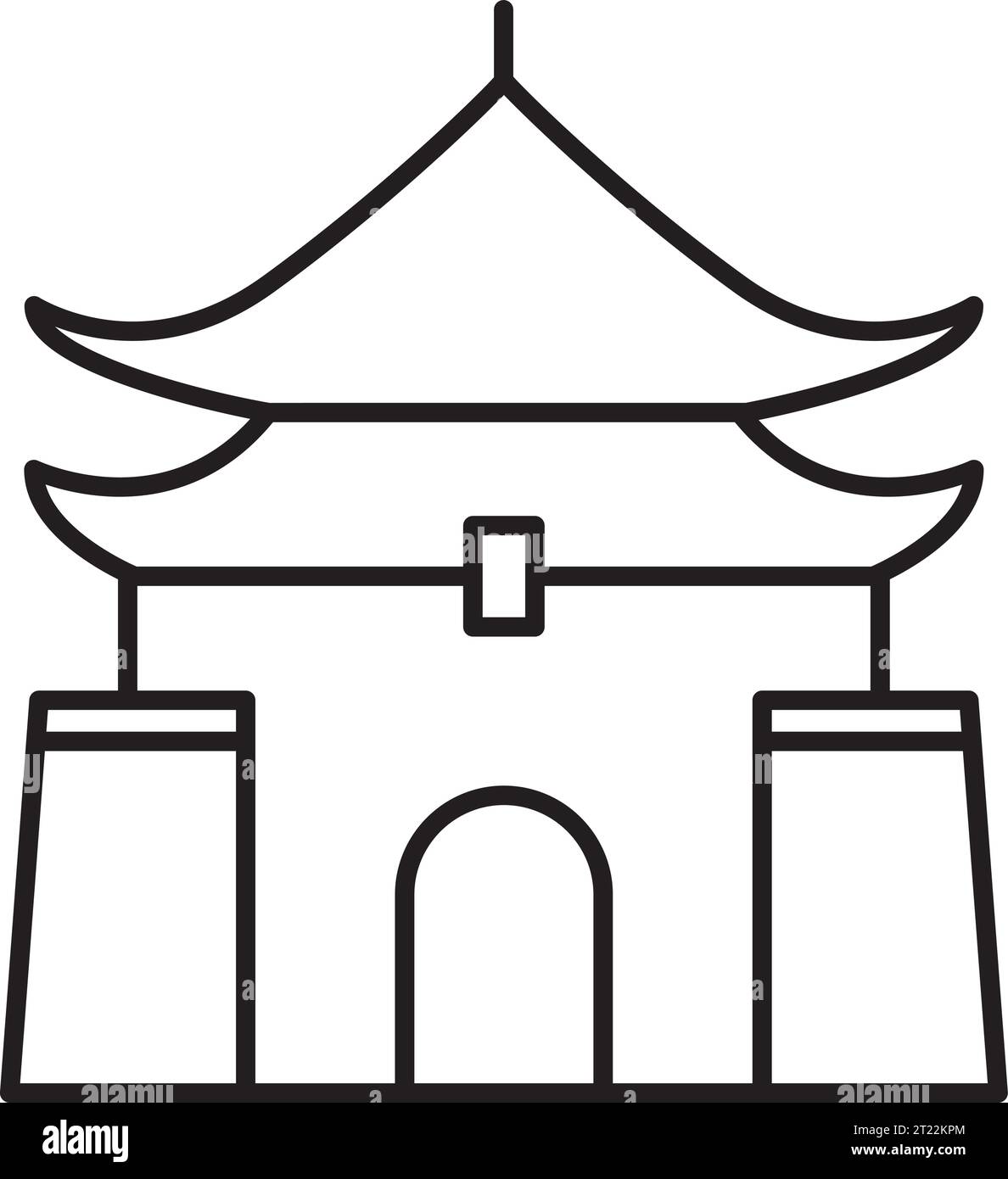 Simple black outline drawing of the CHIANG KAI-SHEK MEMORIAL HALL, TAIPEI Stock Vector