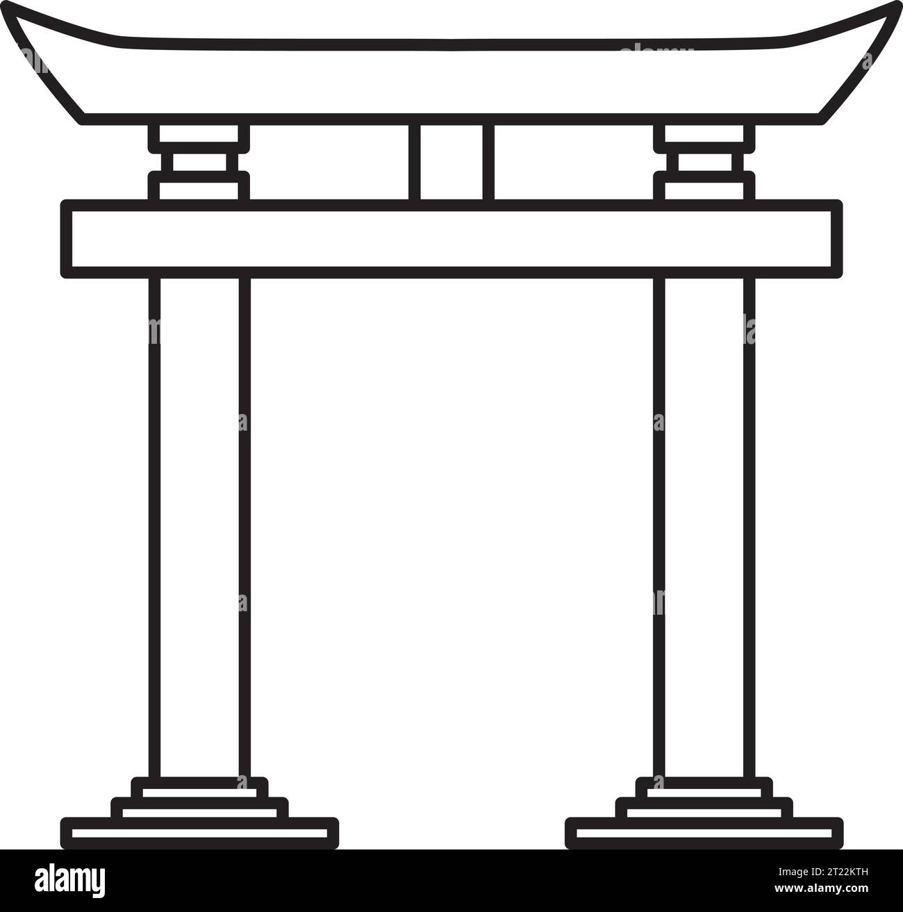 Simple black outline drawing of the TORII GATE, JAPAN Stock Vector