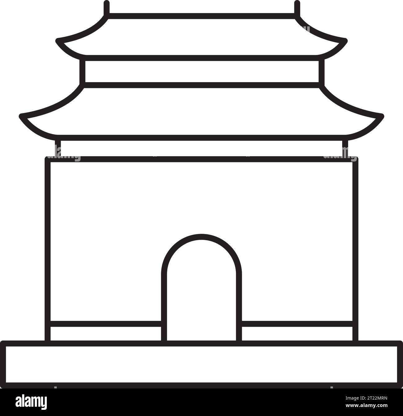 Simple black outline drawing of the MING DYNASTY TOMBS, BEIJING Stock Vector